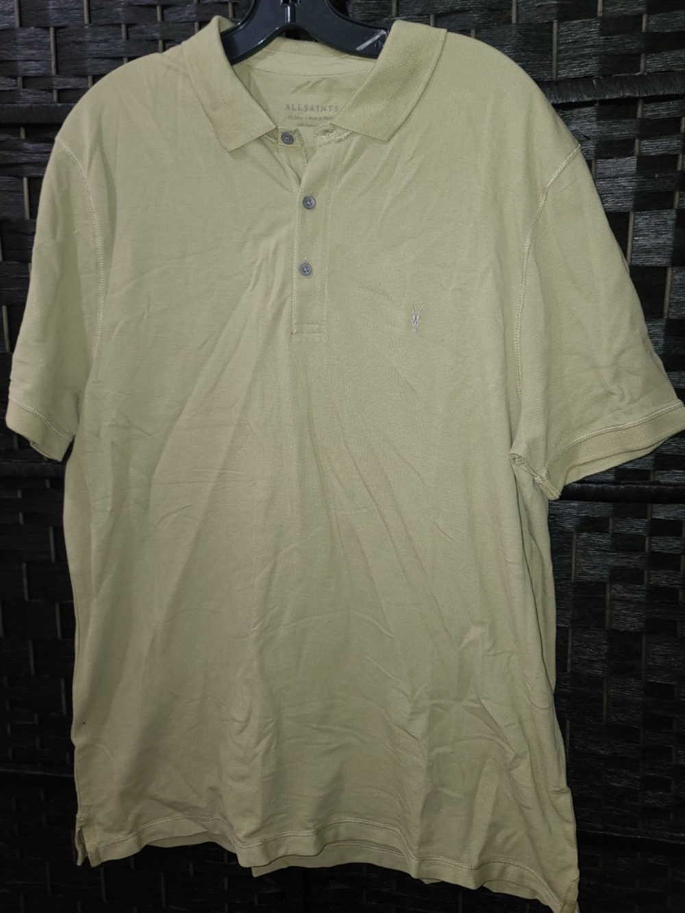 AllSaints reform  short-sleeve polo shirt in a faded olive green color XX Large